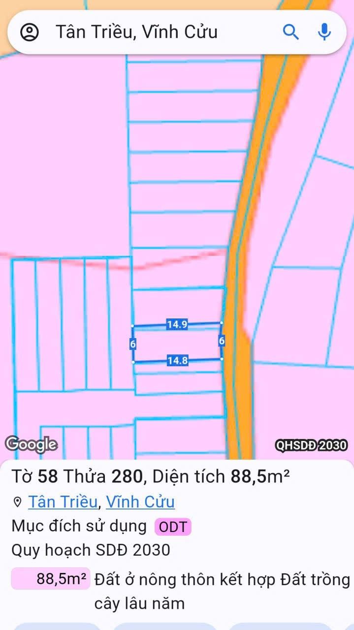 Đất thổ cư Phường Tân Triều 90m² giá 1.2 tỷ - Sổ đỏ chính chủ