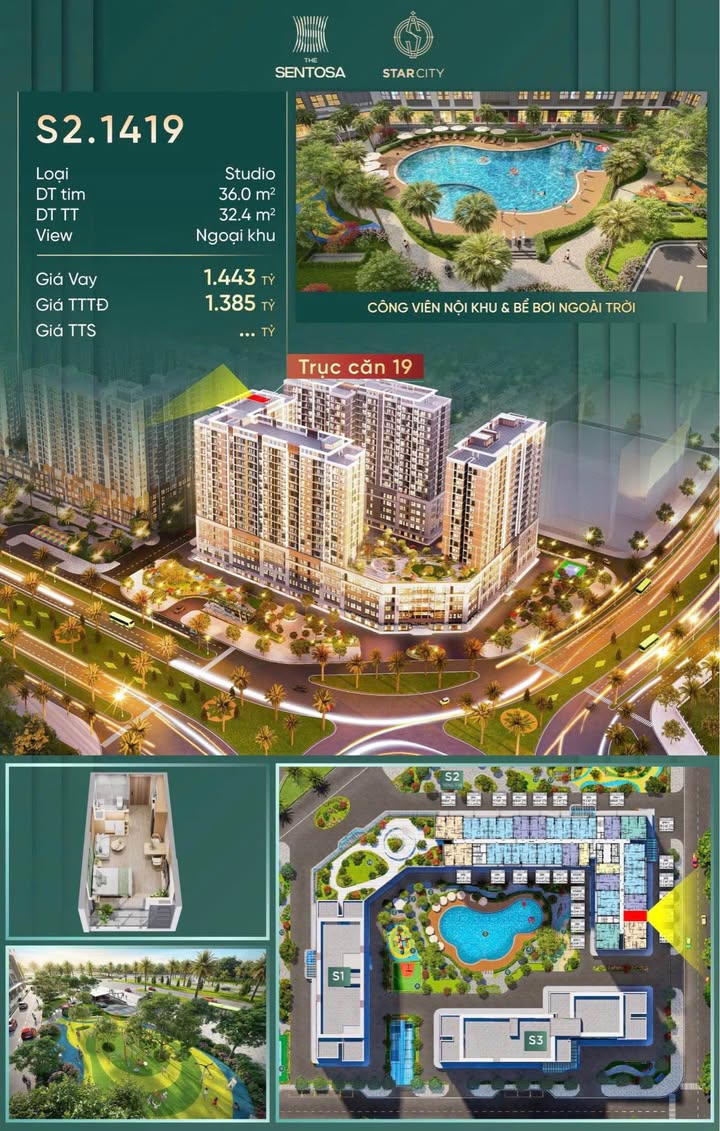 Căn hộ Studio The Sentosa Thanh Hóa 32m² giá 1.24 tỷ - Cơ hội sở hữu ngay!