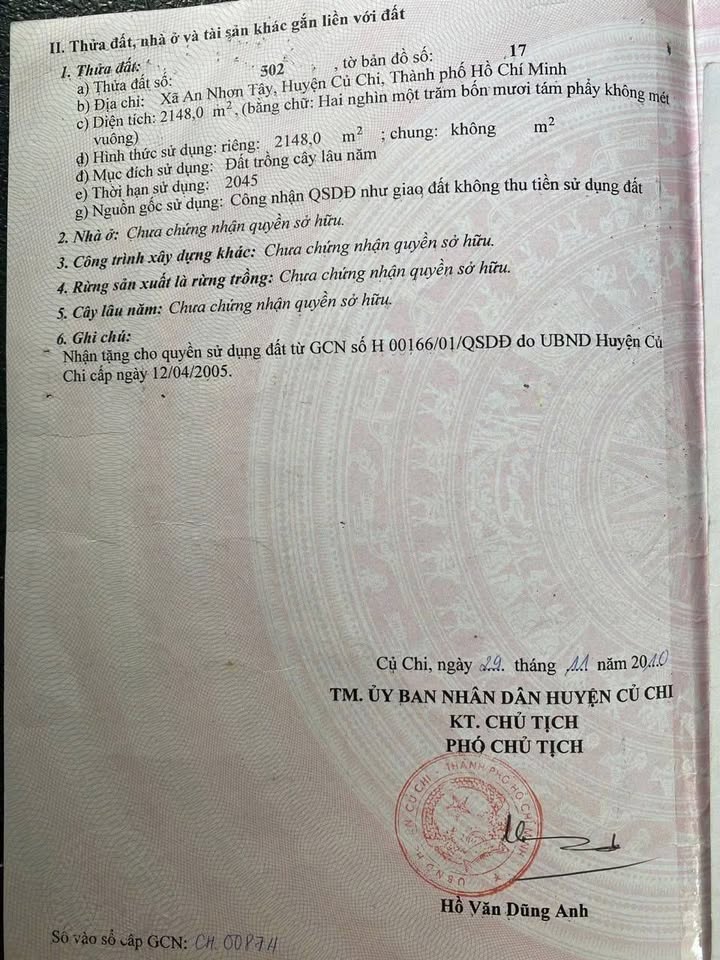 Đất nền An Nhơn Tây, Củ Chi 2110m² giá 5.275 tỷ - Cơ hội đầu tư hấp dẫn!