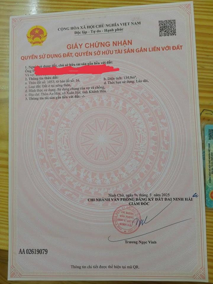 Đất nền Thôn An Hòa, Ninh Hải, Ninh Thuận 134m² giá 650 triệu - Sổ hồng chính chủ, xây dựng ngay!