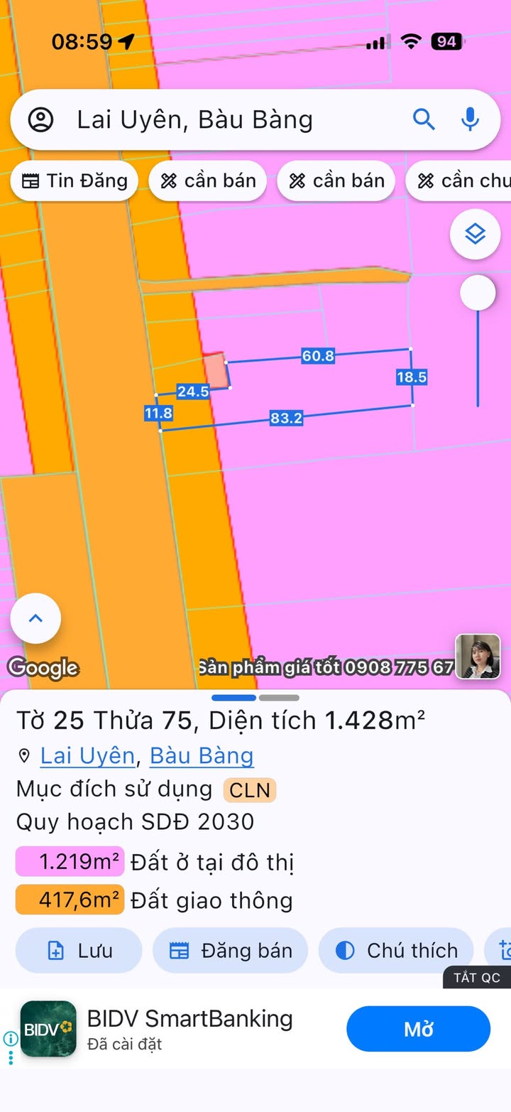 Đất mặt tiền Quốc lộ 13, xã Bàu Bàng, 1428m² - Cơ hội đầu tư vàng!