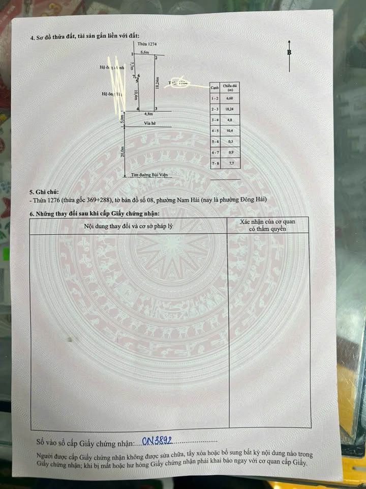 Đất thổ cư mặt tiền Bùi Viện, Hải An 102m² giá 6.63 tỷ - Đầu tư sinh lời cao!