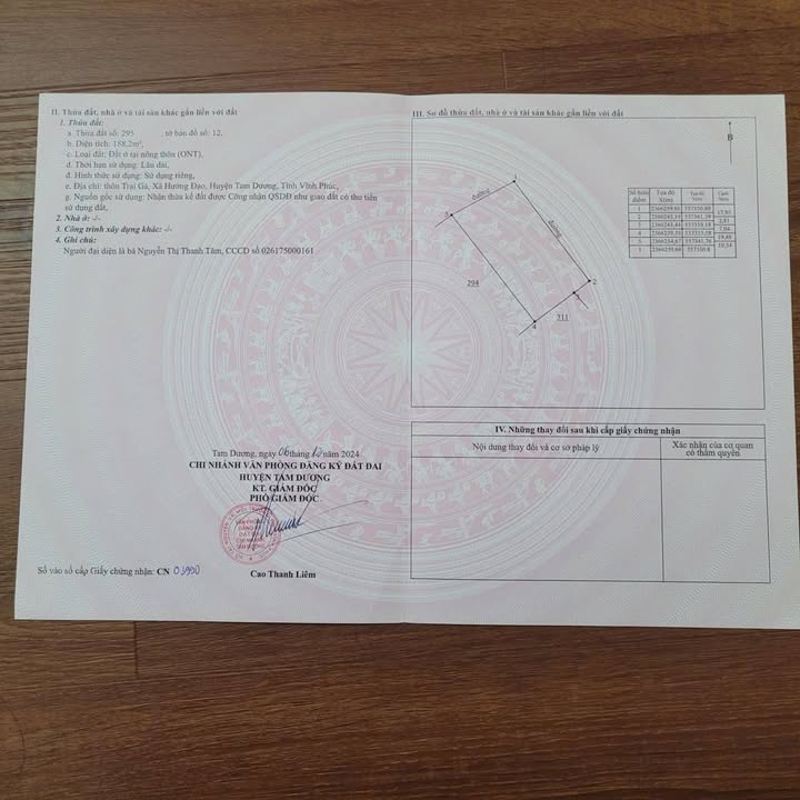 Đất thổ cư lô góc 188m² tại thôn Trại Gà, Tam Dương - Giá 2 tỷ, tặng nhà!