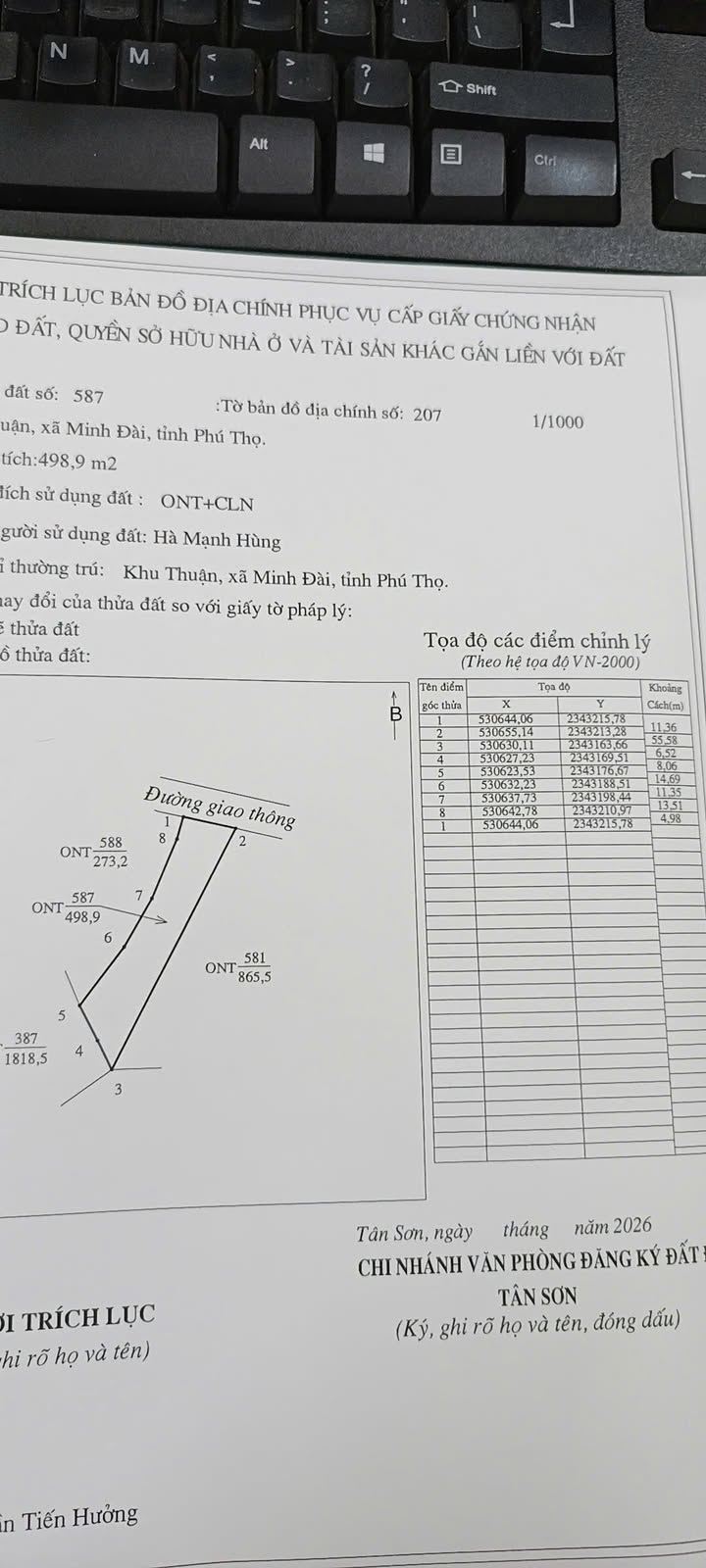 Đất thổ cư Minh Đài Tân Sơn 865m² giá chỉ 6xx triệu - Cơ hội đầu tư vàng!