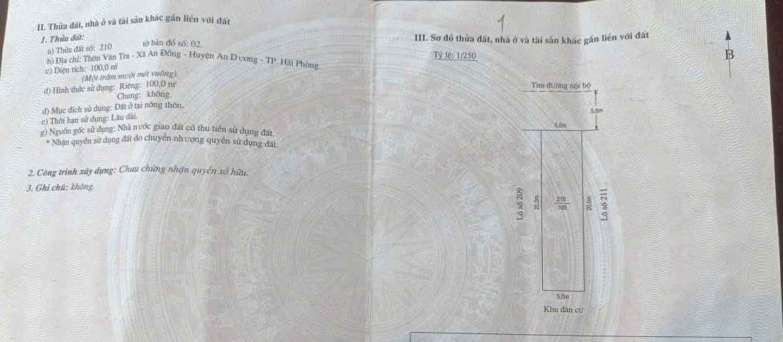 Đất nền An Đồng Hải Phòng 100m² giá 3.5 tỷ - Tiềm năng sinh lời cao!