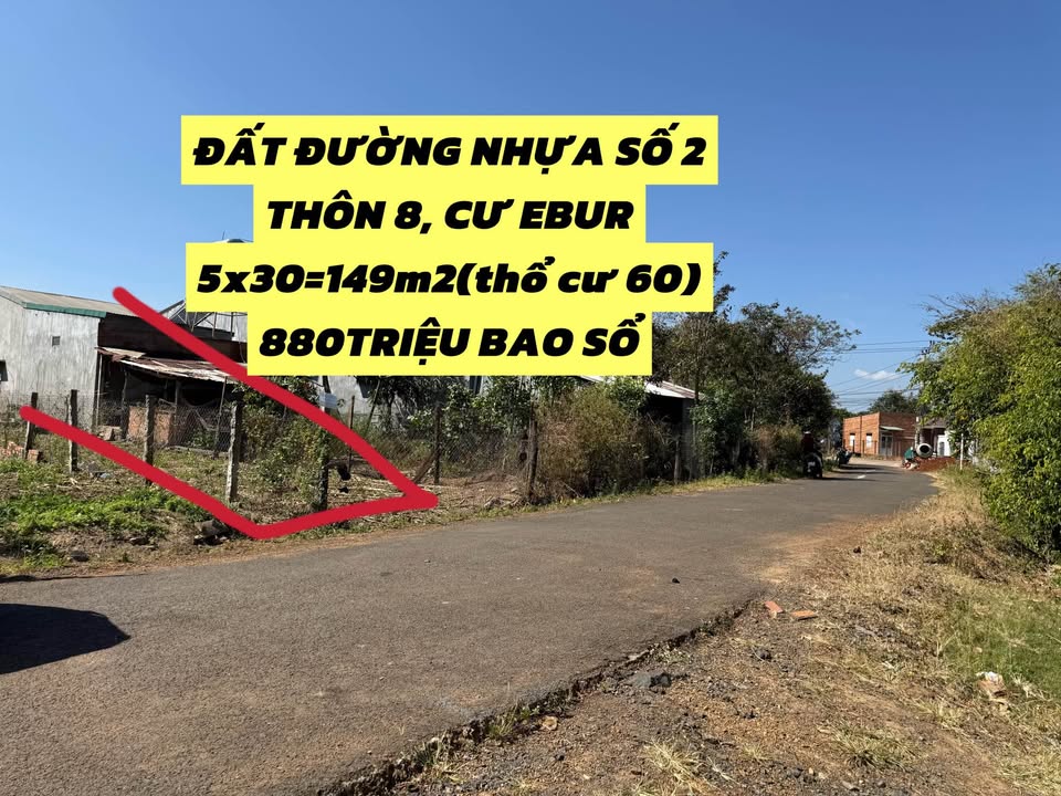 Đất nền thôn 8, xã Cư Êbur 149m² giá 880 triệu - Sổ đỏ chính chủ