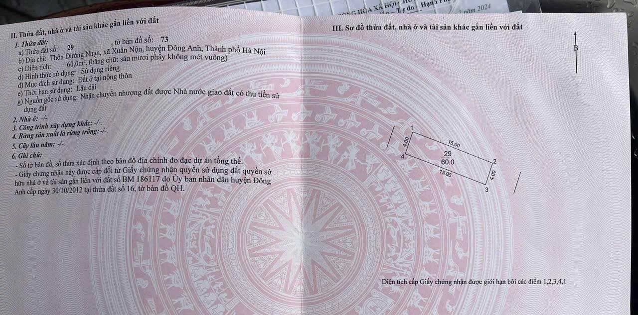 Đất nền mặt tiền Đường Nhạn - Thư Lâm, 60m² giá chỉ 4 tỷ - Đầu tư sinh lời tại Sóc Sơn!