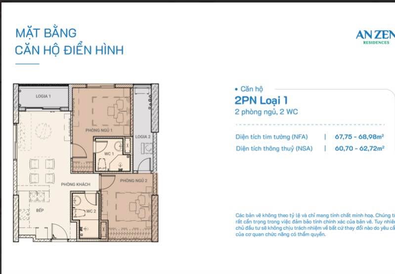 Căn hộ Anzen Residences Quận An Dương 60.7m² giá 2.036 tỷ - Thiết kế hiện đại và view thoáng!