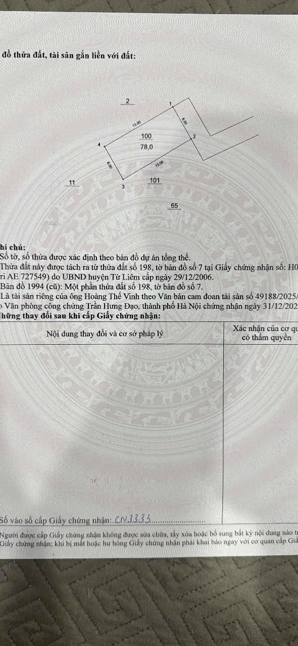 Đất nền 78m² tại Bắc Từ Liêm - Giá chỉ 8x triệu/m² - Cơ hội đầu tư tuyệt vời!