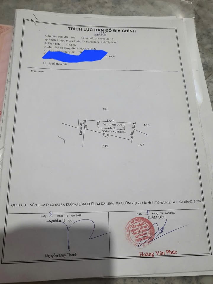 Đất thổ cư Khu phố Phước Hiệp, Gia Bình, 128.6m² giá 600 triệu - Cơ hội đầu tư hấp dẫn!