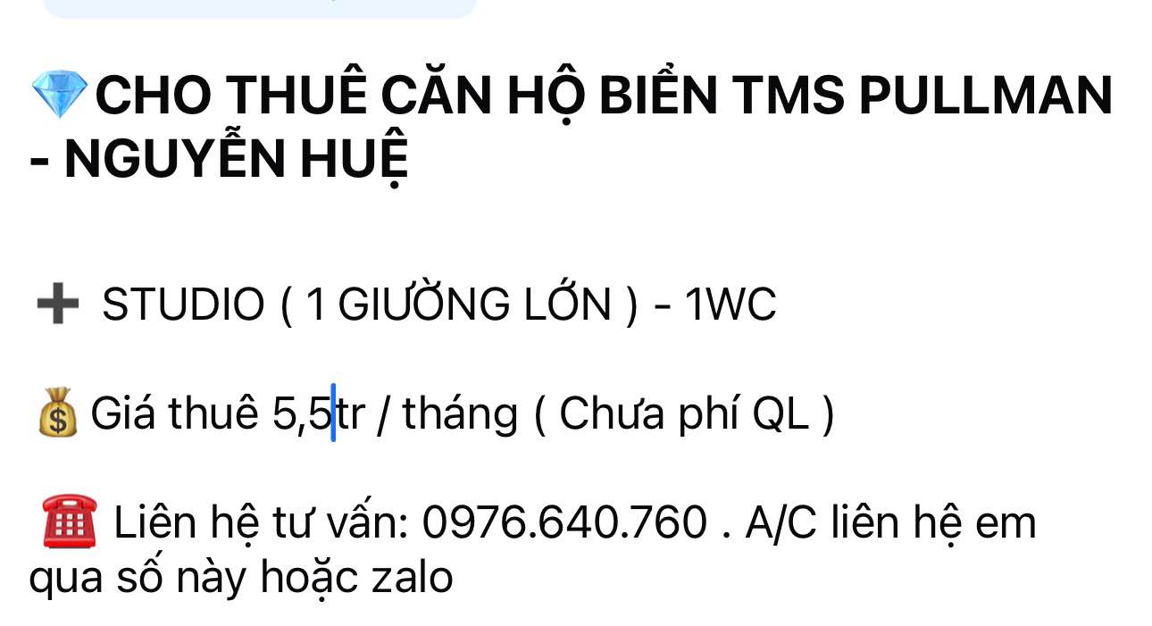 Căn hộ TMS Pullman Studio Quy Nhơn 5.5 triệu - Ngay trung tâm thành phố!