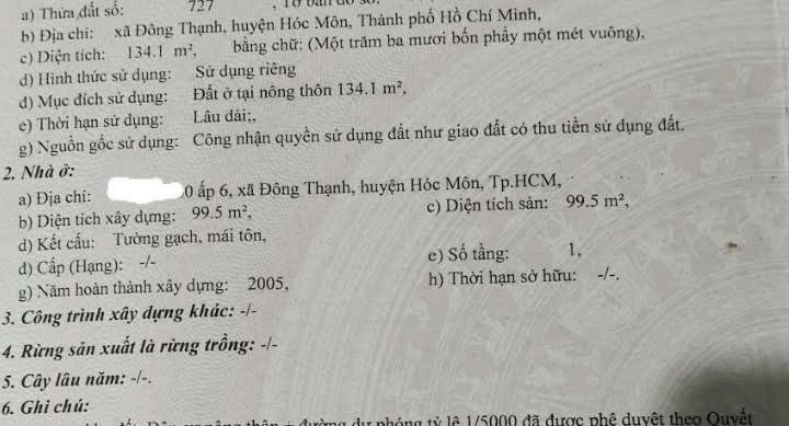 Nhà cấp 4 mặt tiền đường Nguyễn Thị Sáng, Hóc Môn 134m² giá 6.9 tỷ - Sổ hồng chính chủ!