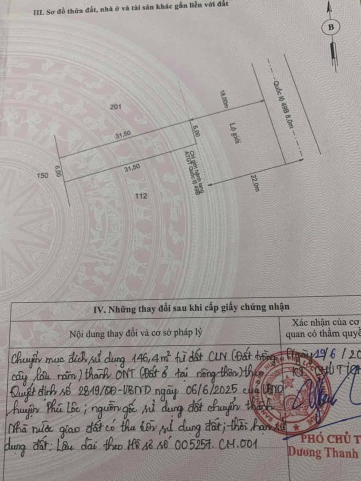 Bán gấp FrontHouse mặt tiền QL 49B Vinh Hưng 189m² giá 1.6 tỷ - Đầu tư sinh lời ngay!