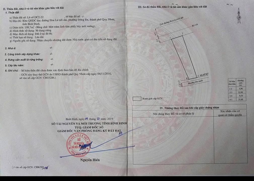 Đất mặt tiền Hoa Lư, Quy Nhơn 108,7m² giá 5 tỷ - View sông cực đẹp!