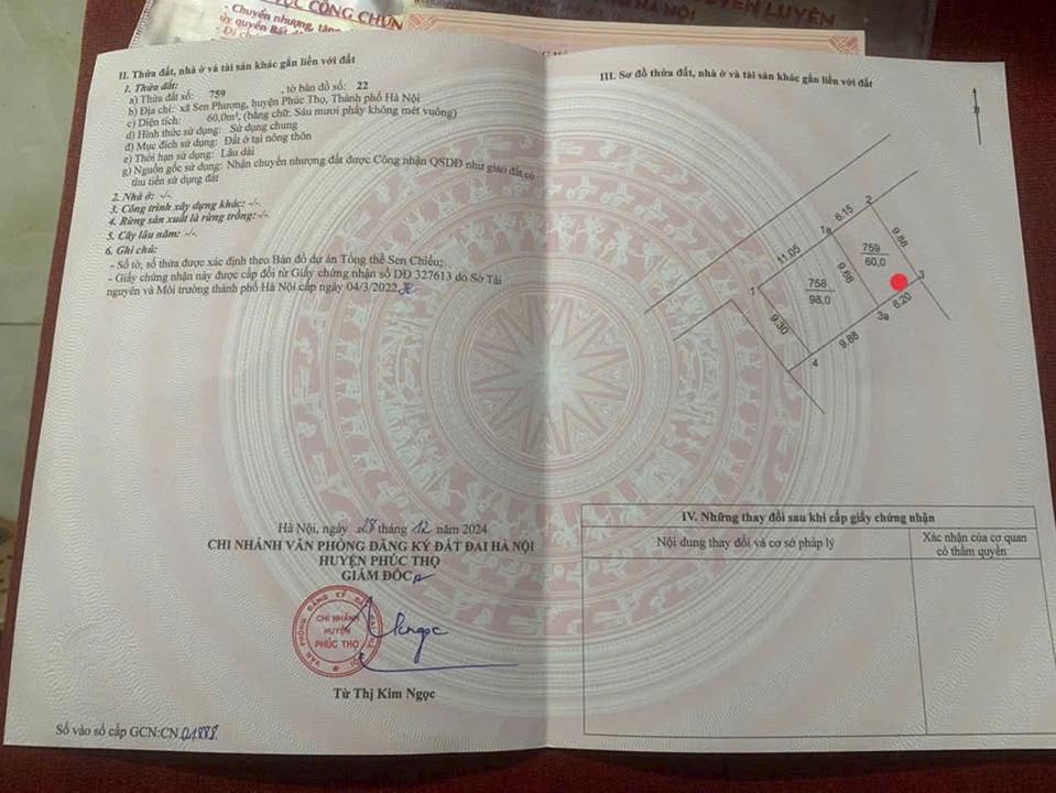 Đất nền Sen Phương, Phúc Thọ 60m² giá 2x tỷ - Cơ hội đầu tư hấp dẫn!