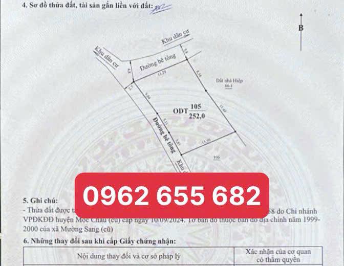 Đất nền Nà Bó, Mường Sang, Mộc Châu 252m² - Khu vực tiềm năng phát triển!