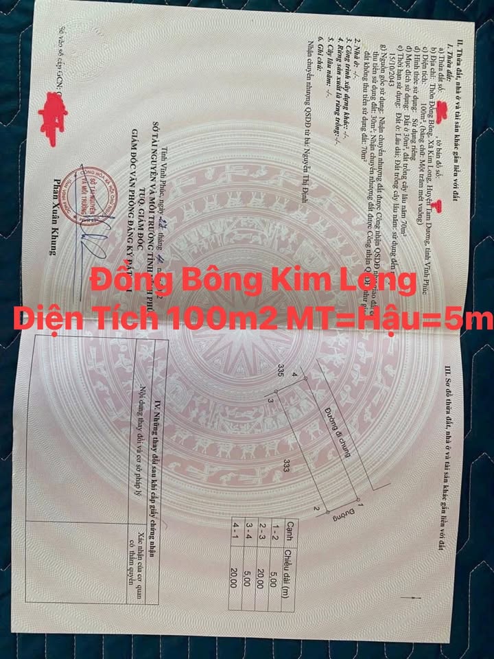 Đất nền lô góc 2 mặt tiền Kim Long 100m² giá 800 triệu - Cơ hội đầu tư hấp dẫn!