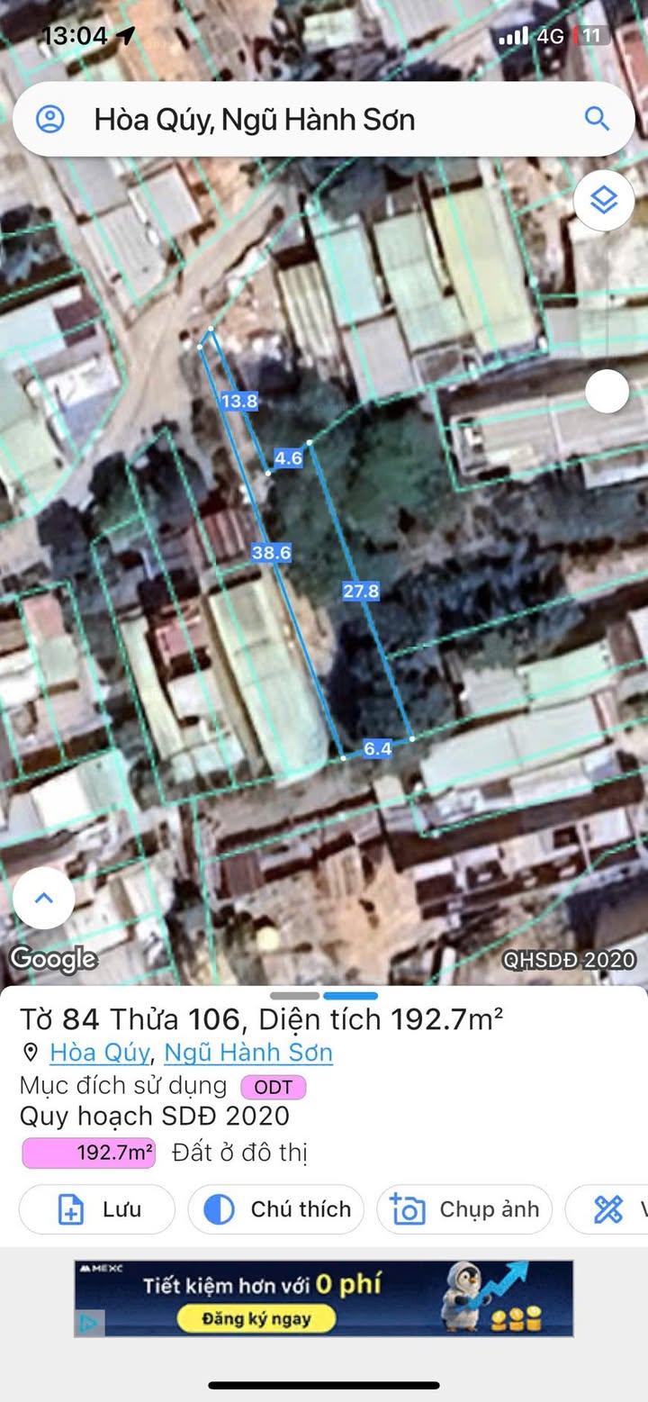 Đất nền Phường Hòa Quý, Quận Ngũ Hành Sơn 129m² - Giá đầu tư chỉ 3 tỷ!