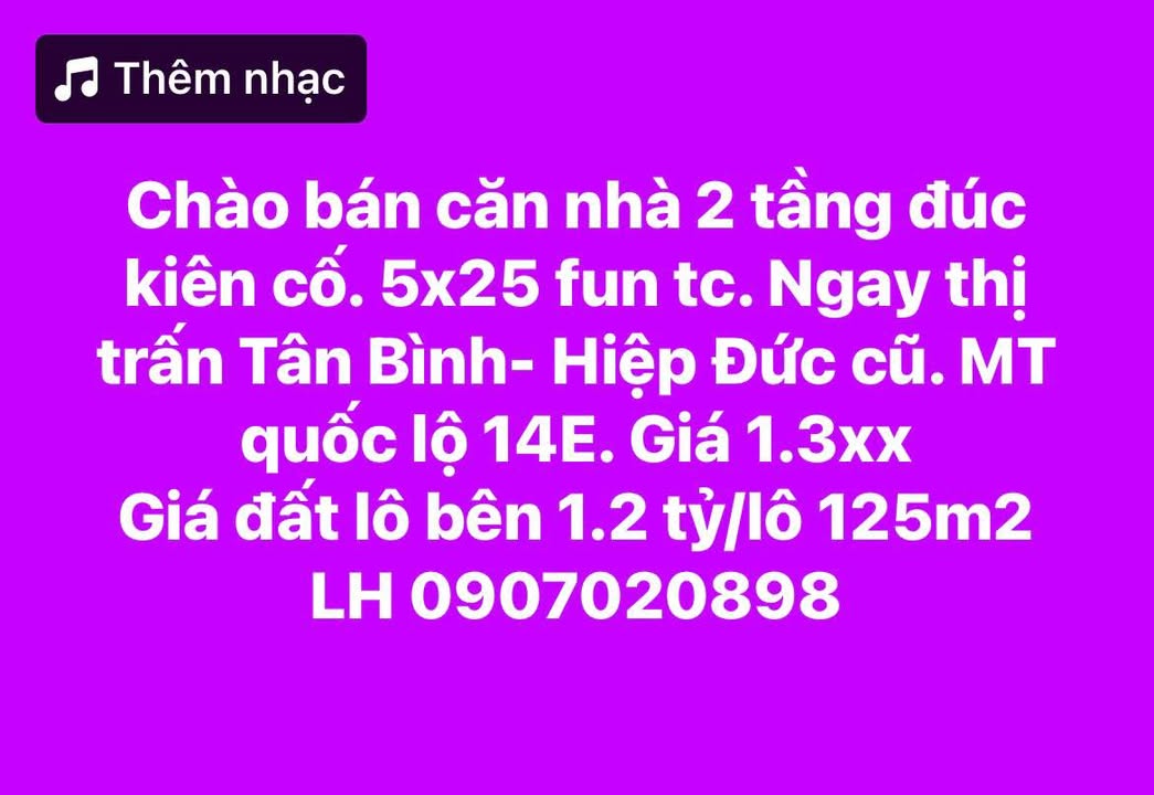 Nhà 2 tầng kiên cố tại Thị trấn Tân Bình, 125m² giá 1.3 tỷ - Đầu tư sinh lời!