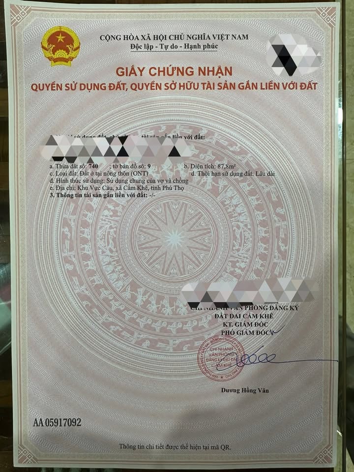 Đất nền khu đấu giá Vực Câu, xã Cẩm Khê, 88m² - Cơ hội đầu tư hấp dẫn!