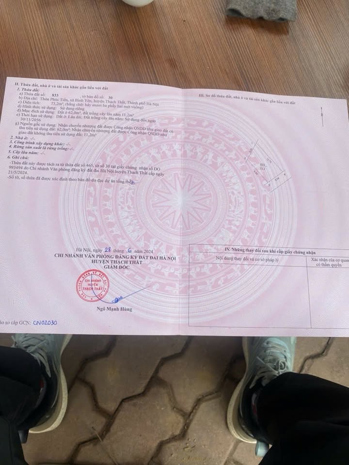 Đất nền 70m² Thôn Phúc Tiến, Xã Hạ Bằng, 2 tỷ - Sổ hồng chính chủ, giao thông thuận tiện!