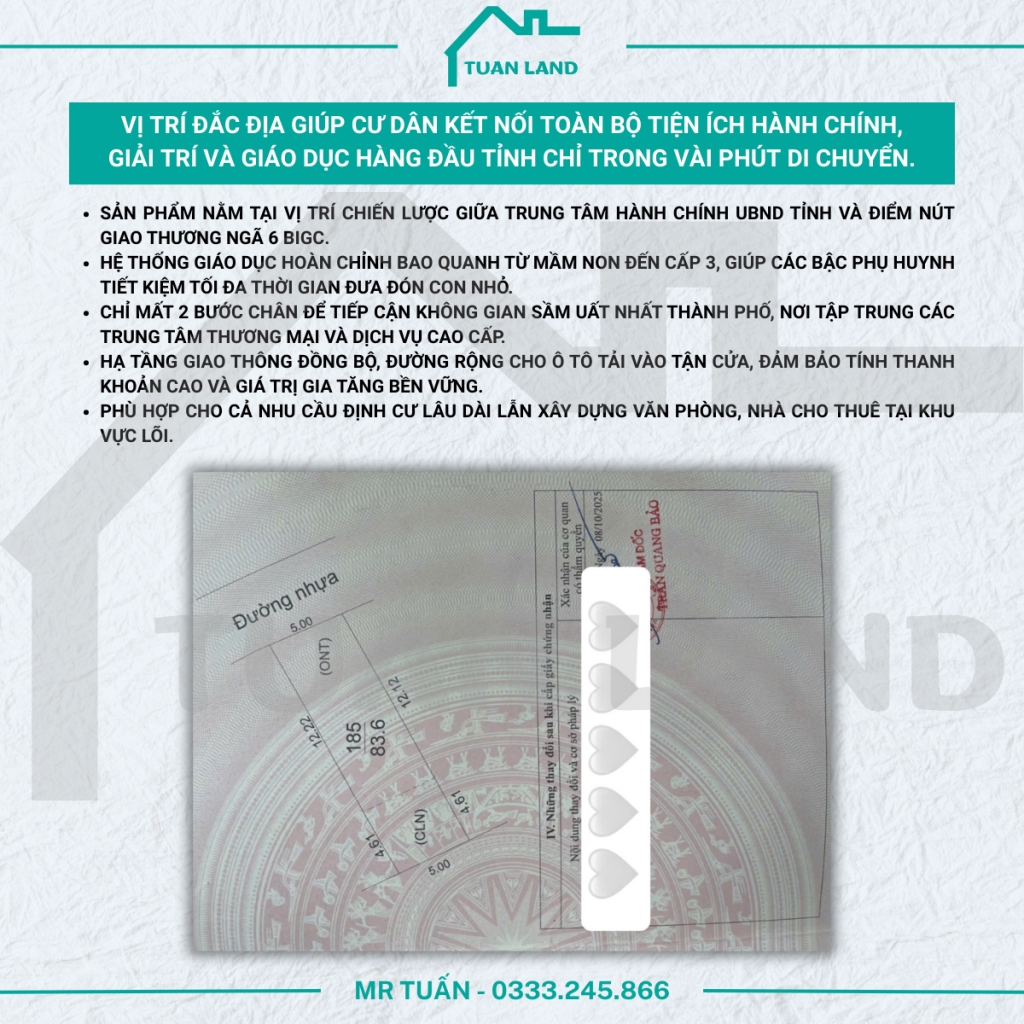 Đất thổ cư Tân Tiến Bắc Giang 106.65m² giá chỉ 2.35 tỷ - Không gian rộng rãi, tiện ích tối ưu!