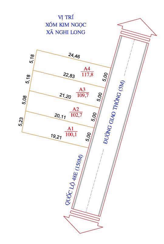 Bán đất Xóm Kim Ngọc, Nghi Long 102,7m² giá 1.3 tỷ - Hướng Đông Nam, đường nhựa 6m