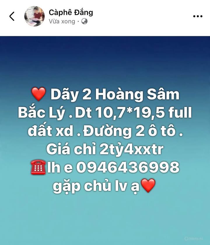 Đất nền Phường Bắc Lý, Đồng Hới 208m² giá 2.4 tỷ - Đầu tư sinh lời tốt!