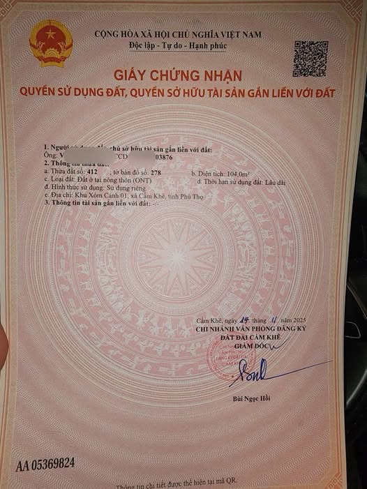 Đất nền thổ cư 104m² tại Tịnh Sơn - Giá chỉ 300 triệu!