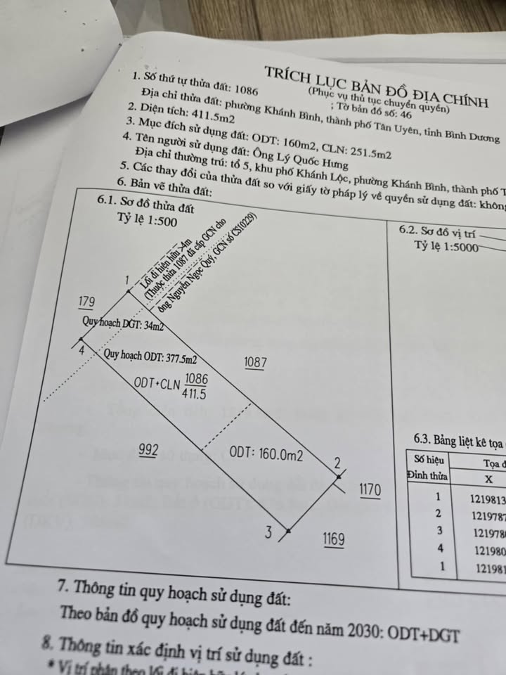 Đất thổ cư Khánh Bình, Tân Uyên 410m² giá 3 tỷ - Cơ hội đầu tư tuyệt vời!