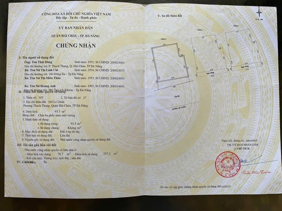 Nhà mặt tiền Lê Duẩn, Quận Hải Châu 94m² giá thỏa thuận - Đoạn đẹp nhất Đà Nẵng!