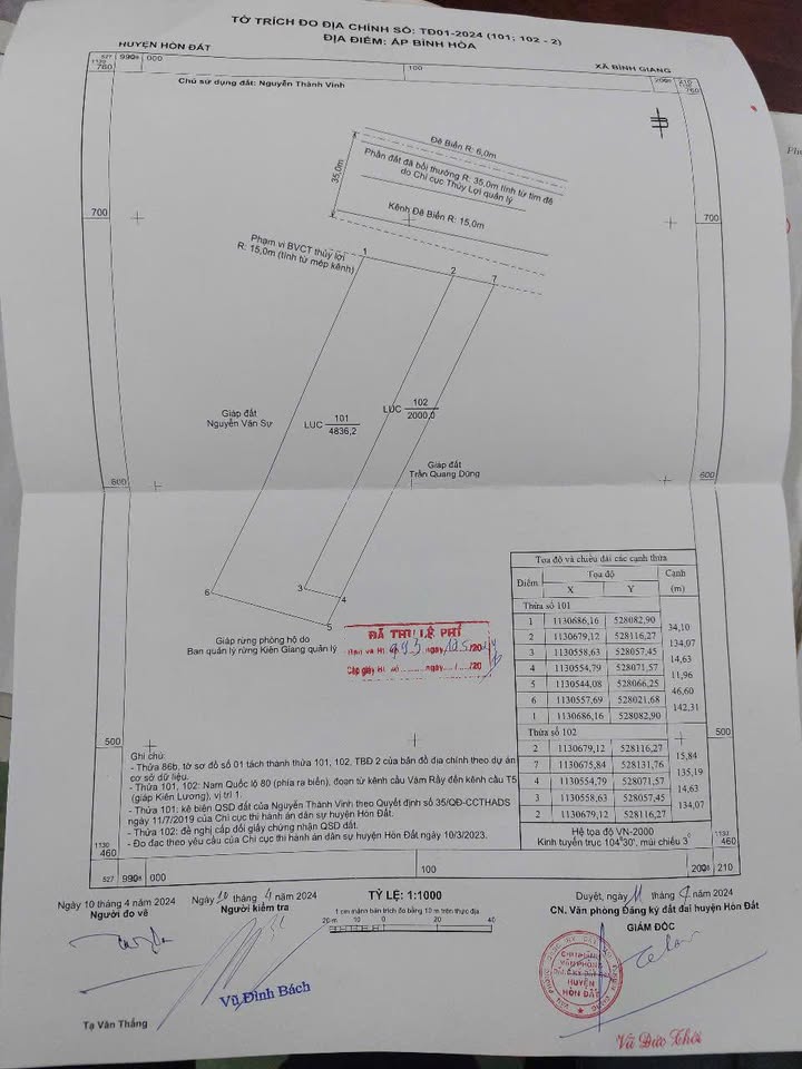 Đất nền tại Đê Quốc Phòng, Xã Vĩnh Gia, 6836m² - Cơ hội đầu tư hấp dẫn!