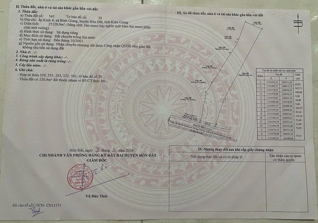 Đất nền Kinh 4, Xã Bình Giang, 27.120m² - Cơ hội đầu tư tuyệt vời!