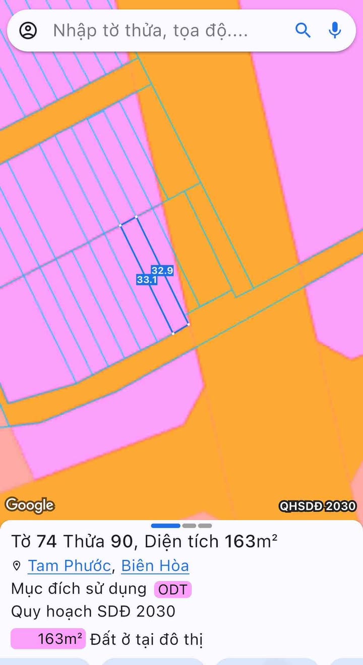 Đất nền 165m² tại Tam Phước, Biên Hòa - Sổ riêng, thổ cư 100%