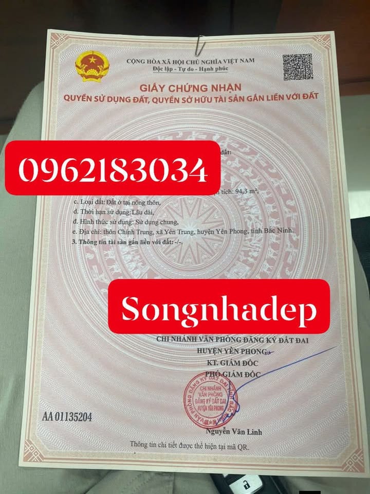 Đất nền Yên Trung, Yên Phong 94m² giá 1.9 tỷ - Đầu tư sinh lời ngay!