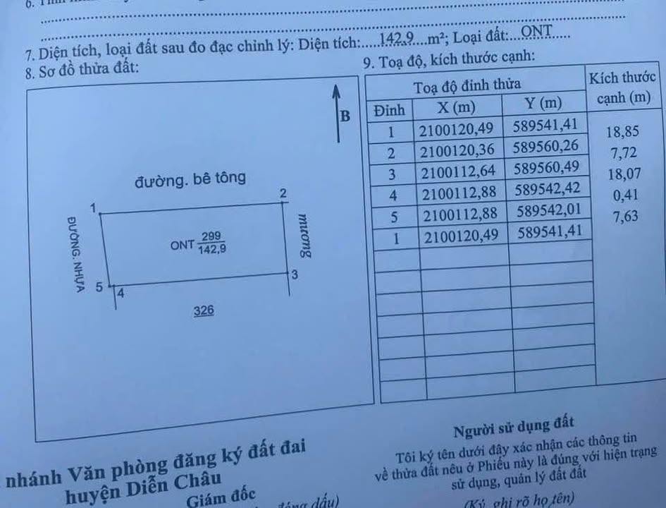 Đất thổ cư Khối 3 Thị Trấn Diễn Châu 143m² - Mặt tiền đường nhựa, ô tô tránh nhau!