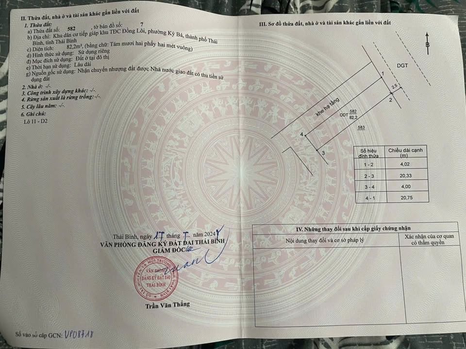 Lô đất Phường Kỳ Bá, Thái Bình 82,2m² giá 4,27 tỷ - Lô góc 3 mặt thoáng!