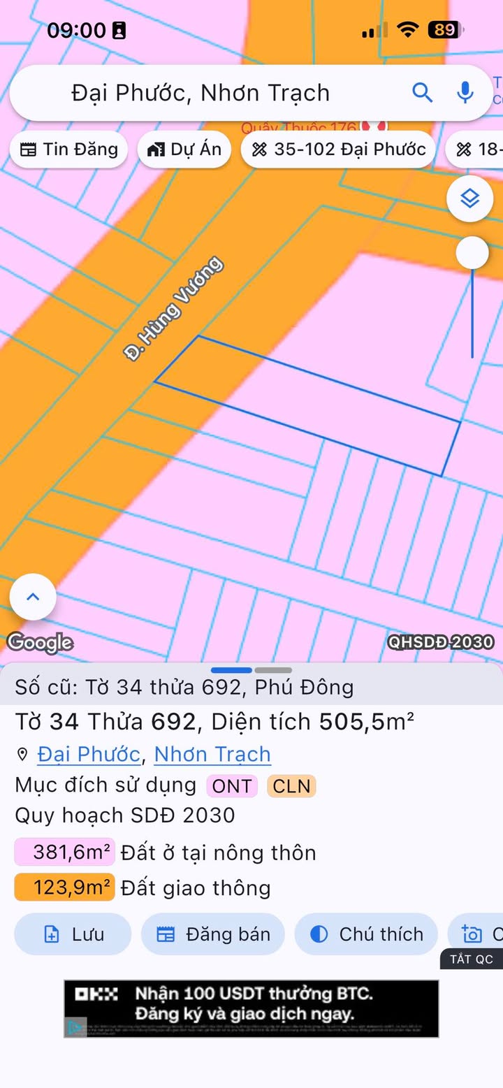 Đất nền Hùng Vương, Phú Đông, Nhơn Trạch, 505m² giá 12.9 tỷ - Cơ hội đầu tư hấp dẫn!