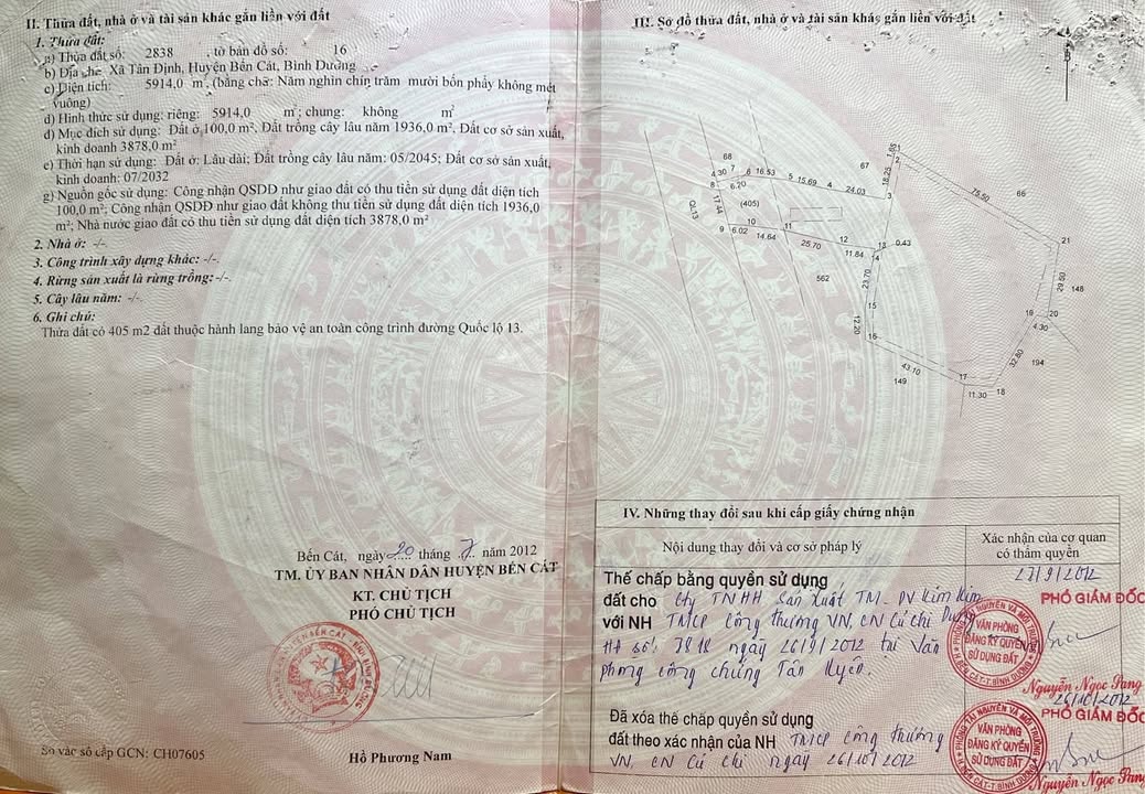 Đất mặt tiền QL13, Tân Định, Bến Cát 5458m² - Vị trí đắc địa cho kinh doanh!