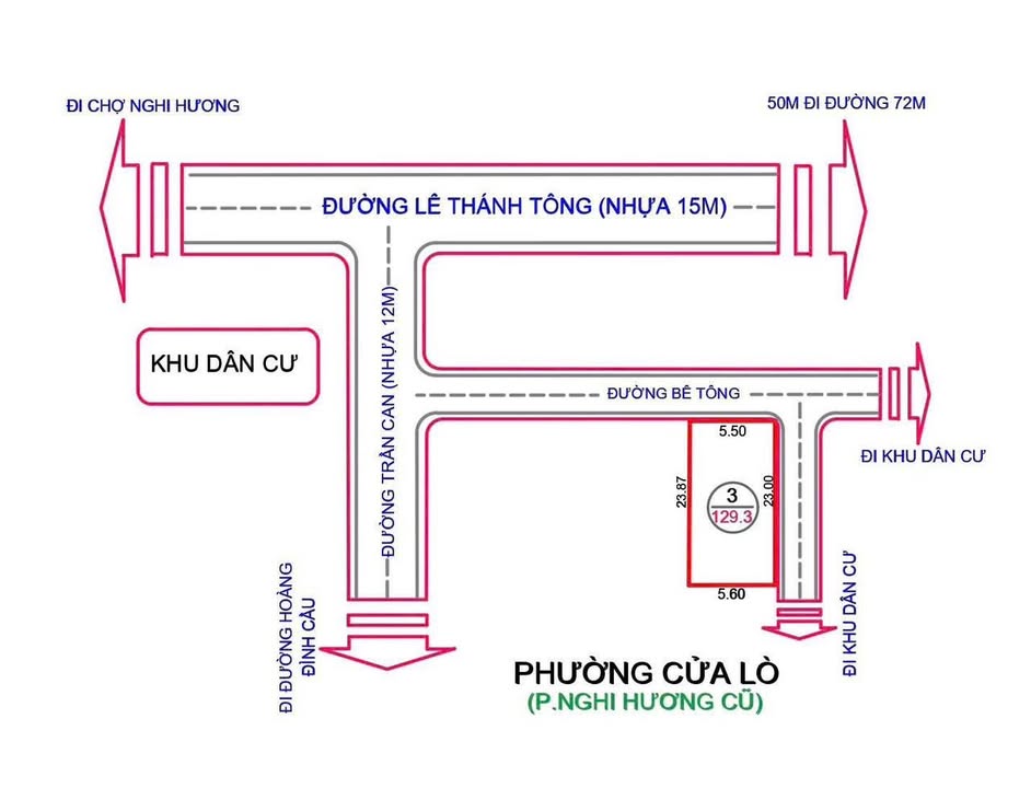 Đất nền góc 2 mặt tiền Cửa Lò 129,3m² chỉ 2,2 tỷ - Cơ hội đầu tư hấp dẫn!