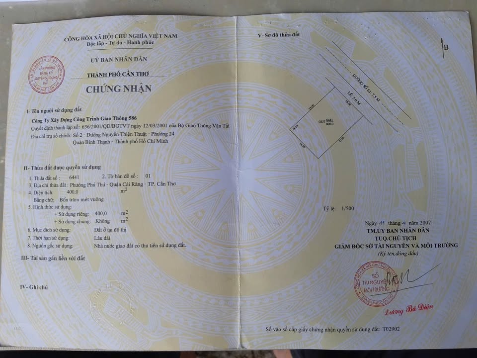 Đất nền biệt thự KDC 586 Quận Cái Răng 400m² giá 11 tỷ - Cơ hội đầu tư hấp dẫn!