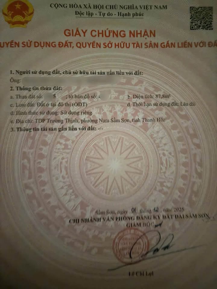 Lô đất kèm nhà tại phường Quảng Vinh, Sầm Sơn 85m² giá 1 tỷ - Cơ hội tuyệt vời cho gia đình bạn!