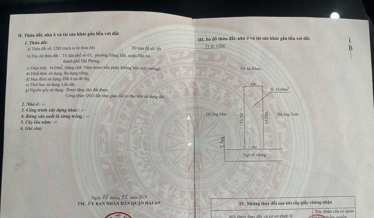 Đất liền kề Đằng Hải 54m² giá 2.268 tỷ - Cơ hội đầu tư hấp dẫn!