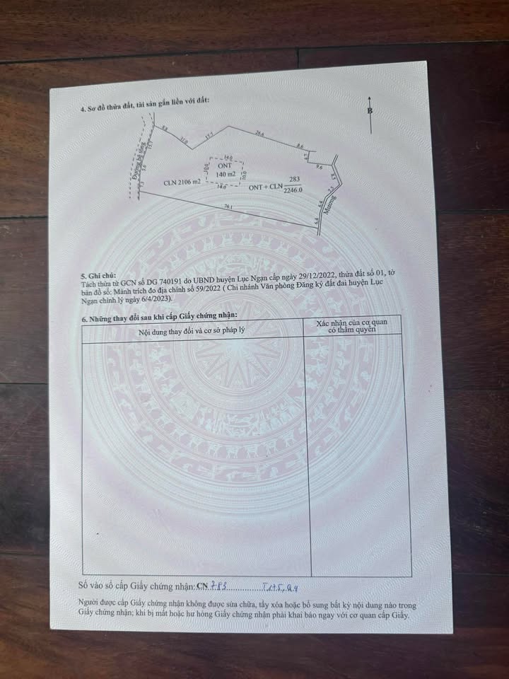 Đất vườn 2246m² Thôn Hòa Thịnh, Lục Ngạn, Bắc Giang giá 1.3 tỷ - Bán gấp!