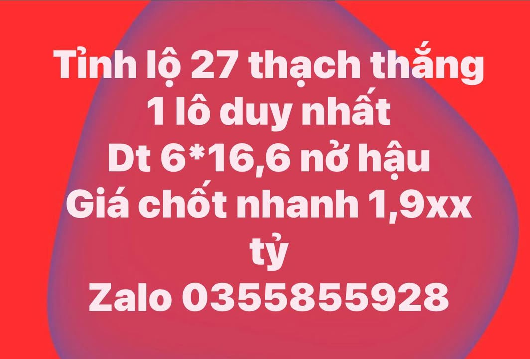 Đất nền Thạch Thắng 99m² giá 1.9 tỷ - Đầu tư sinh lời ngay!