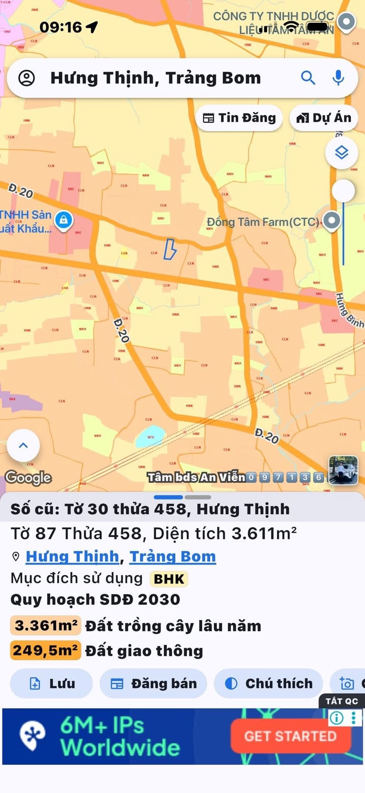 Đất sào đường nhựa 20, xã Hưng Thịnh, 360m² - Cơ hội đầu tư tuyệt vời!