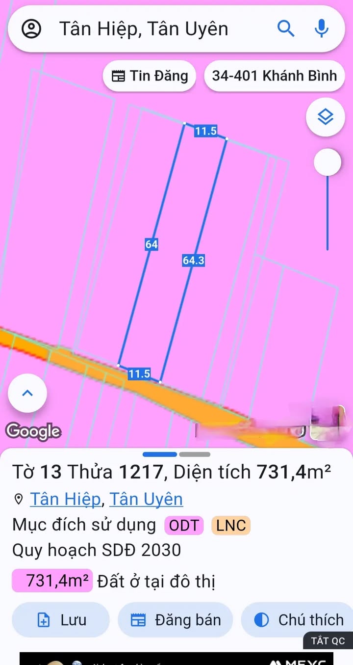 Đất nền Tân Hiệp 736m² giá 5 tỷ - Tiềm năng sinh lời cao!