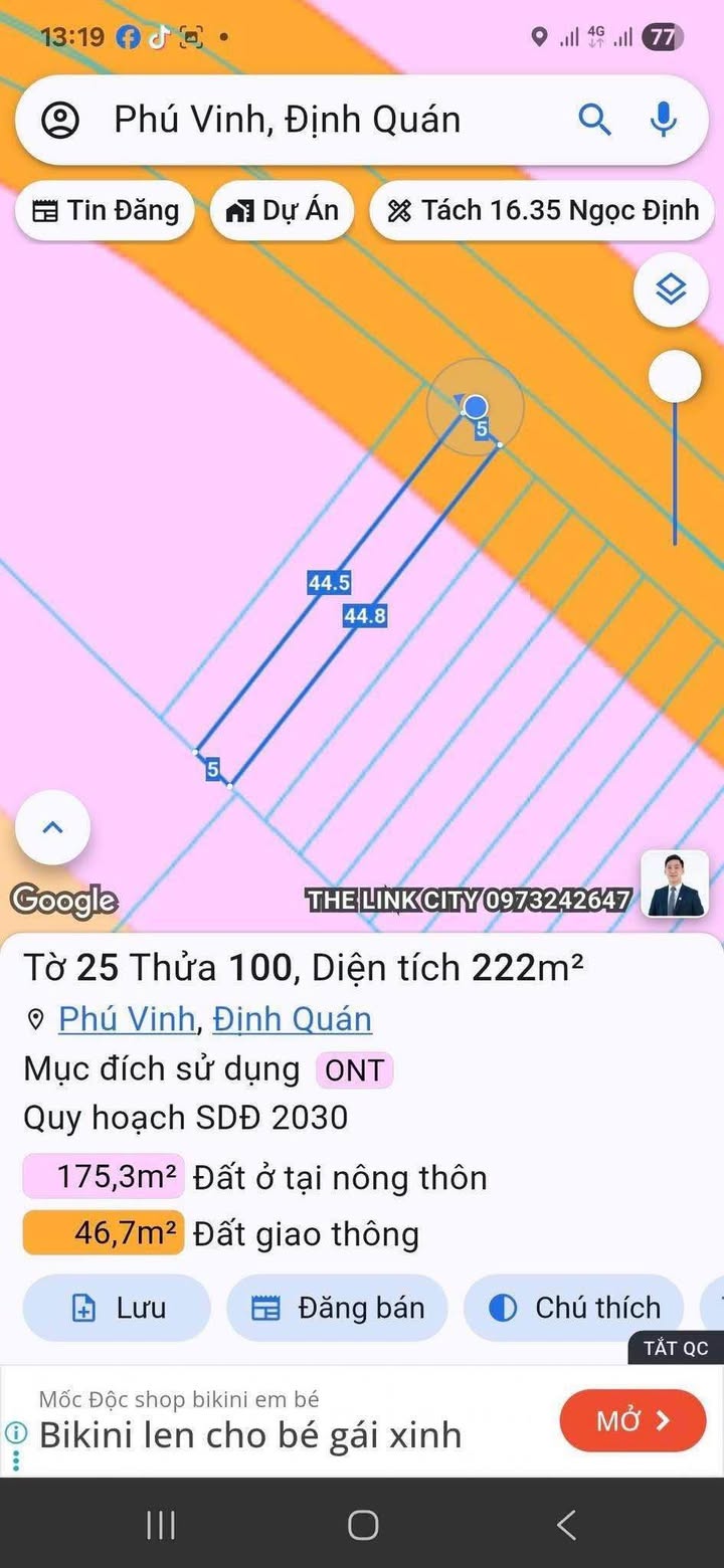 Đất thổ cư mặt tiền đường HL118 xã Phú Vinh, ĐN 220m² giá 800 triệu - Cơ hội đầu tư hấp dẫn!