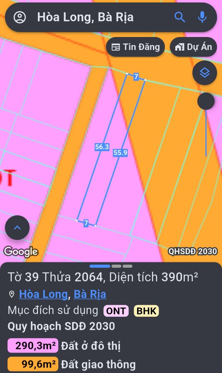 Đất nền 390m² đường 3 Hòa Long, Bà Rịa - Giá 3.6 tỷ - Cơ hội đầu tư hấp dẫn!