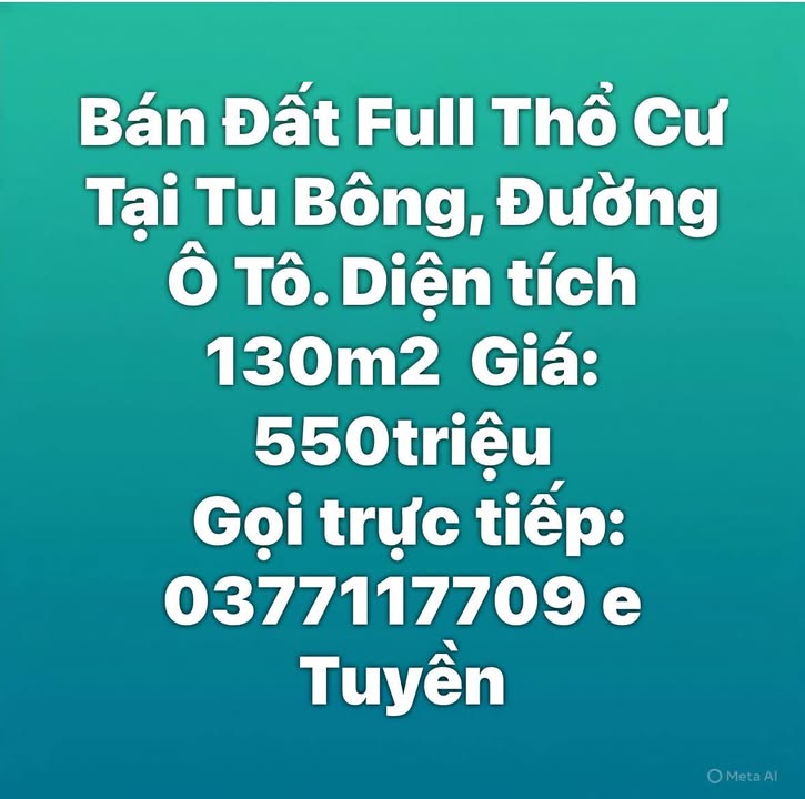 Đất thổ cư tại Tu Bông, Huyện Vạn Ninh 130m² giá 550 triệu - Sổ hồng chính chủ!